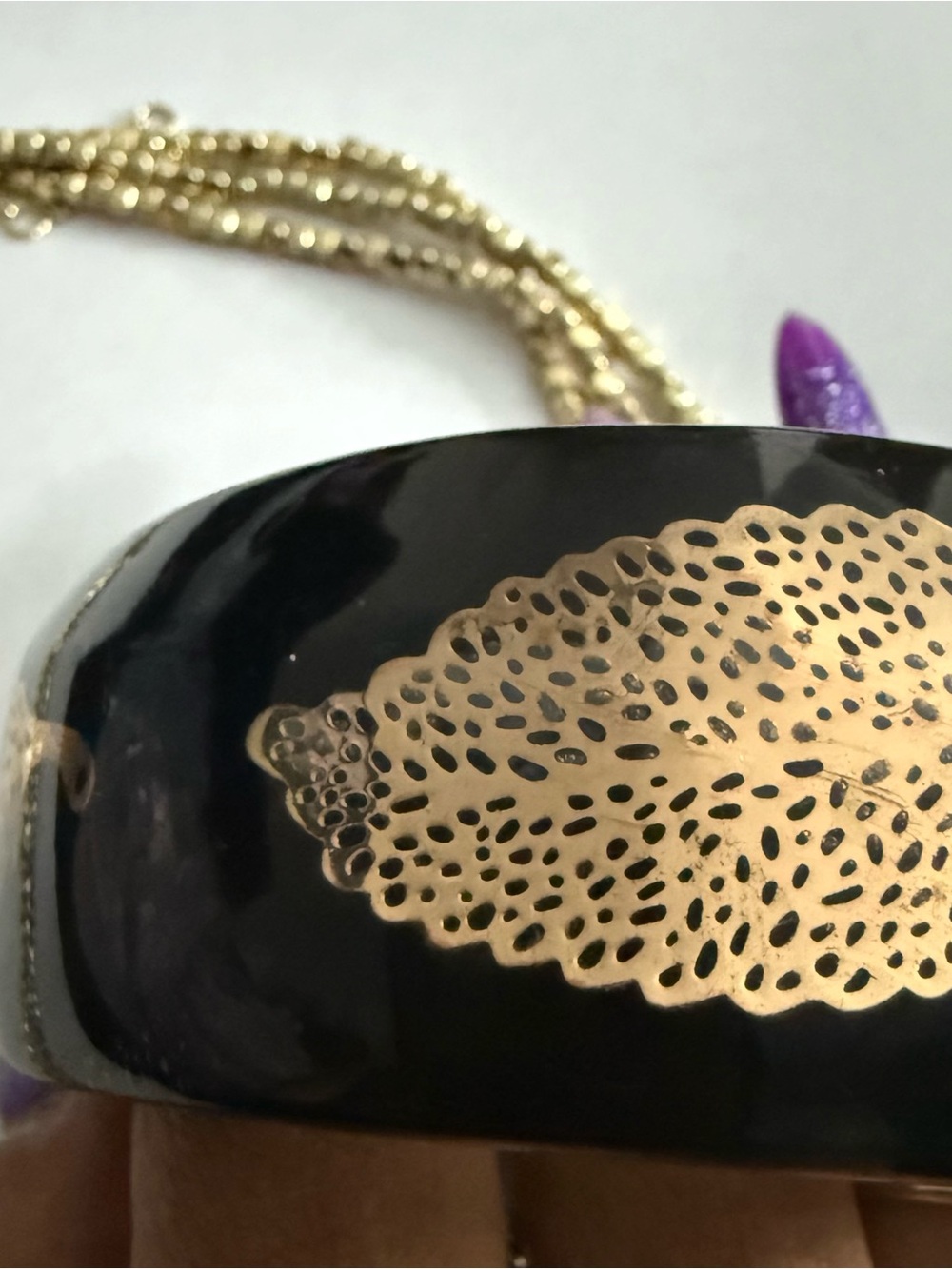 Velvet Theory Black Gold Cameo Jewelry Bundle Necklace Earrings Bracelet Brooch - Picture 9 of 13